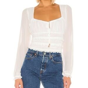 Free People White Lolita Top Smocked Sweetheart Small